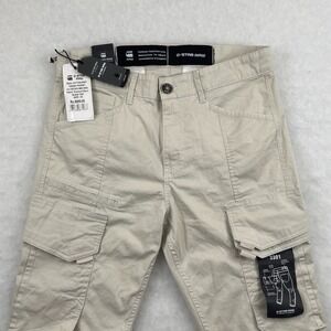 G Star Raw Cargo Pants Size 32 Beige Stretch Twill NWT